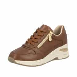 Rieker sneakers til dame i brun med funktionel lynlås og udtagelig sål samt en hælhøjde på 5 cm