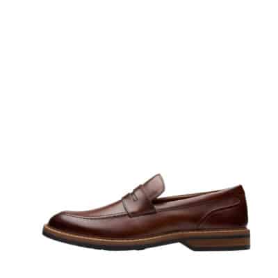 Clarks Aldwin Step loafers til herre i brunt læder med indersål af skind