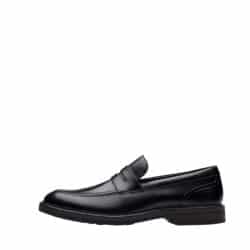Clarks Aldwin Step loafers til herre i sort læder med indersål af skind