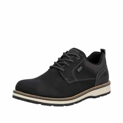 Rieker sneakers til herre i sort med lynlås og snørebånd samt Rieker-Tex og ekstra bredde G