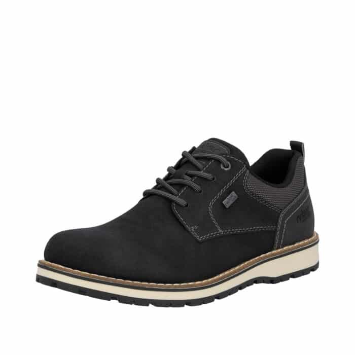 Rieker sneakers til herre i sort med lynlås og snørebånd samt Rieker-Tex og ekstra bredde G