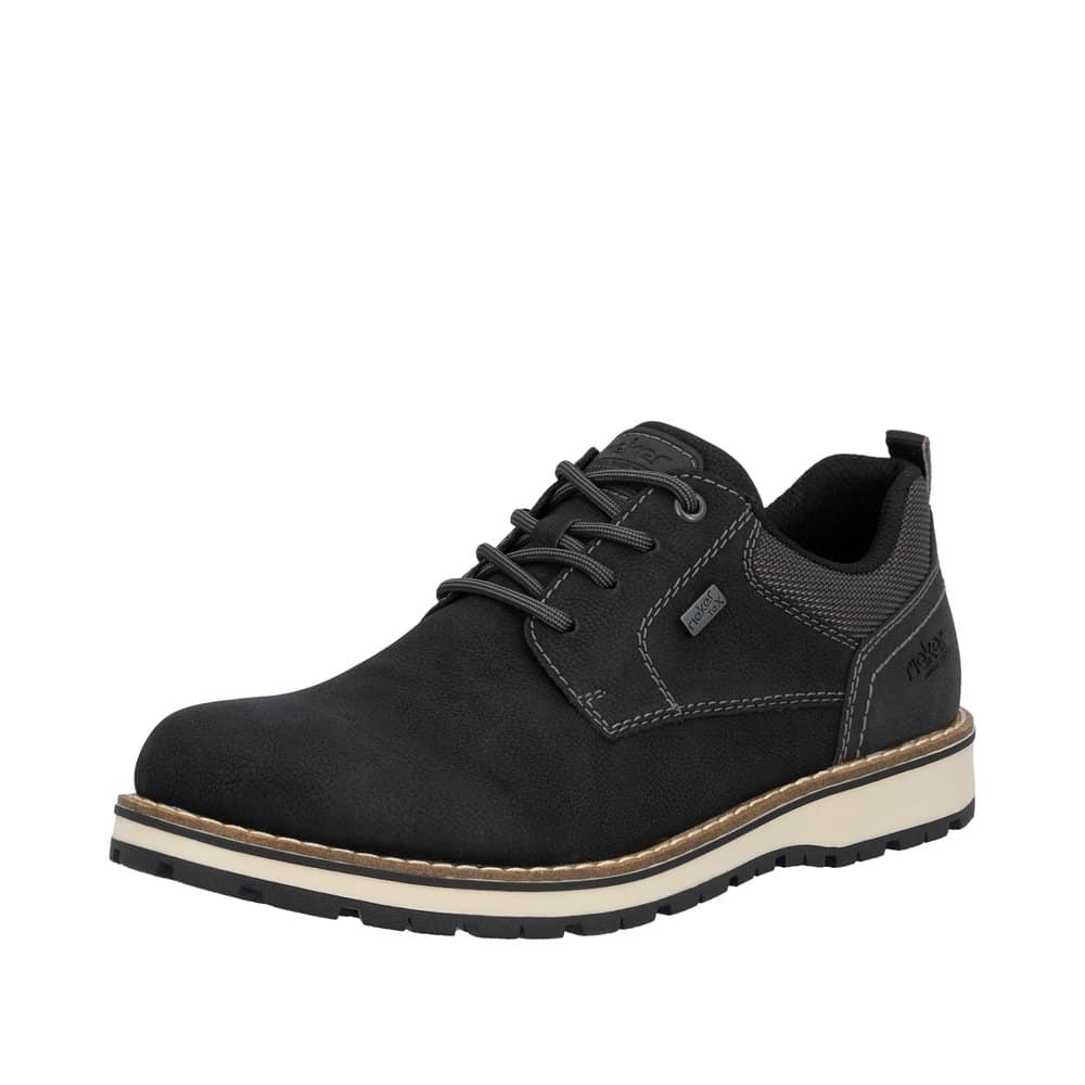 Rieker sneakers til herre i sort med lynlås og snørebånd samt Rieker-Tex og ekstra bredde G