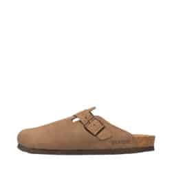 Rohde Sunnys N°35 slippers til herre i brun med ruskindsoverdel samt ruskindsfodseng og en justerbar spænde