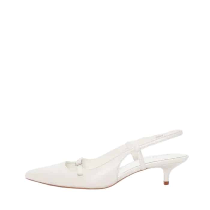 Duffy Pomezia Uno pumps til dame i hvid med spids snude og slingback hælrem samt stilethæl på 5 cm.