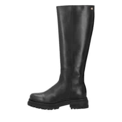 Shoedesign Copenhagen Everest lang støvle til dame i sort glatskind med lynlås og elastik samt chunky ydersål