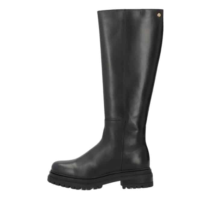 Shoedesign Copenhagen Everest lang støvle til dame i sort glatskind med lynlås og elastik samt chunky ydersål