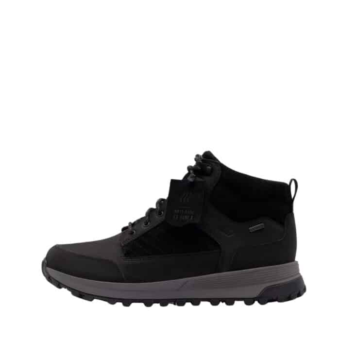 Clarks ATL Trek Hi støvle til herre i sort nubucklæder med ruskindsdetaljer og udtagelig sål samt Gore-Tex