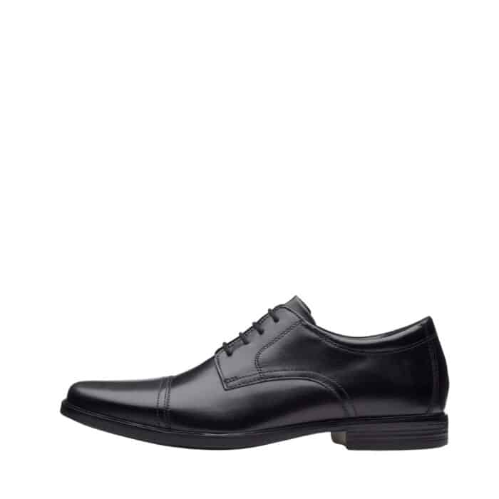 Clarks Howard Cap sko til herre i sort glatskind med snørebånd og indersål af skind
