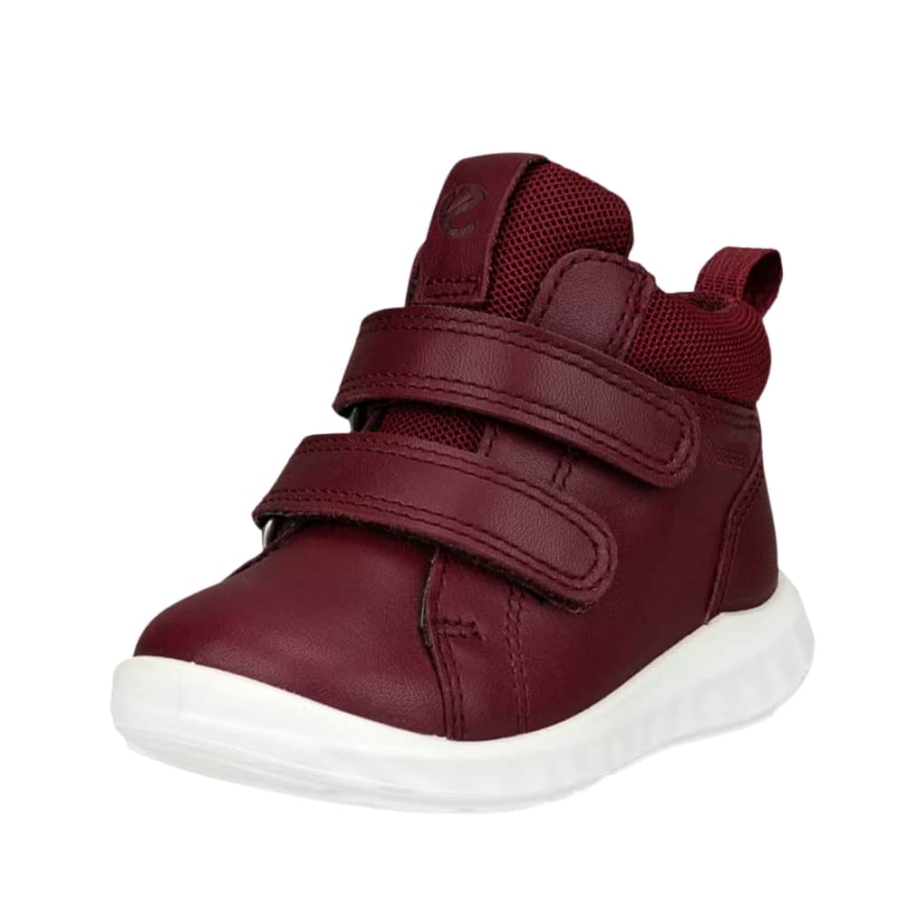 Ecco SP.1 Lite Infant støvle til børn i bordeaux med velcro og udtagelig sål samt Ecco Shock Point teknologi
