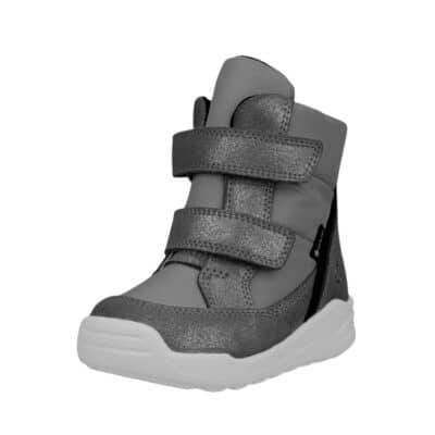 Ecco Urban Mini støvle til børn i grå med skindoverdel og velcrolukning samt Ecco Fluidform™ og Gore-Tex