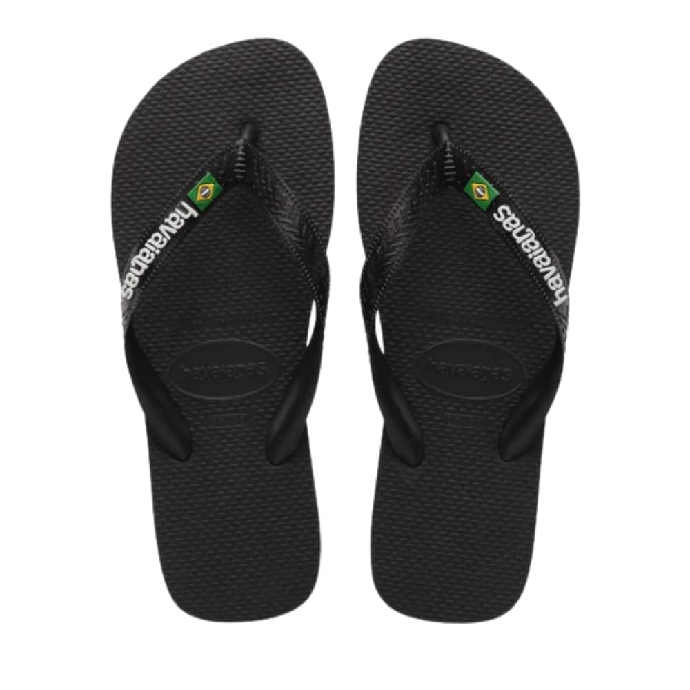 Havaianas Brazil Logo klipklapper til dame i sort med brasilianske detaljer og tå-rem samtidig med at de er vandtætte!
