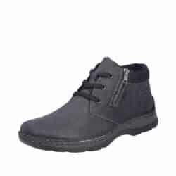 Rieker støvle til herre i sort med varm foring og ekstra bredde H samt lynlås og snørebånd