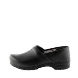 Sanita træsko til herre i sort med hælkappe og blød gummisål