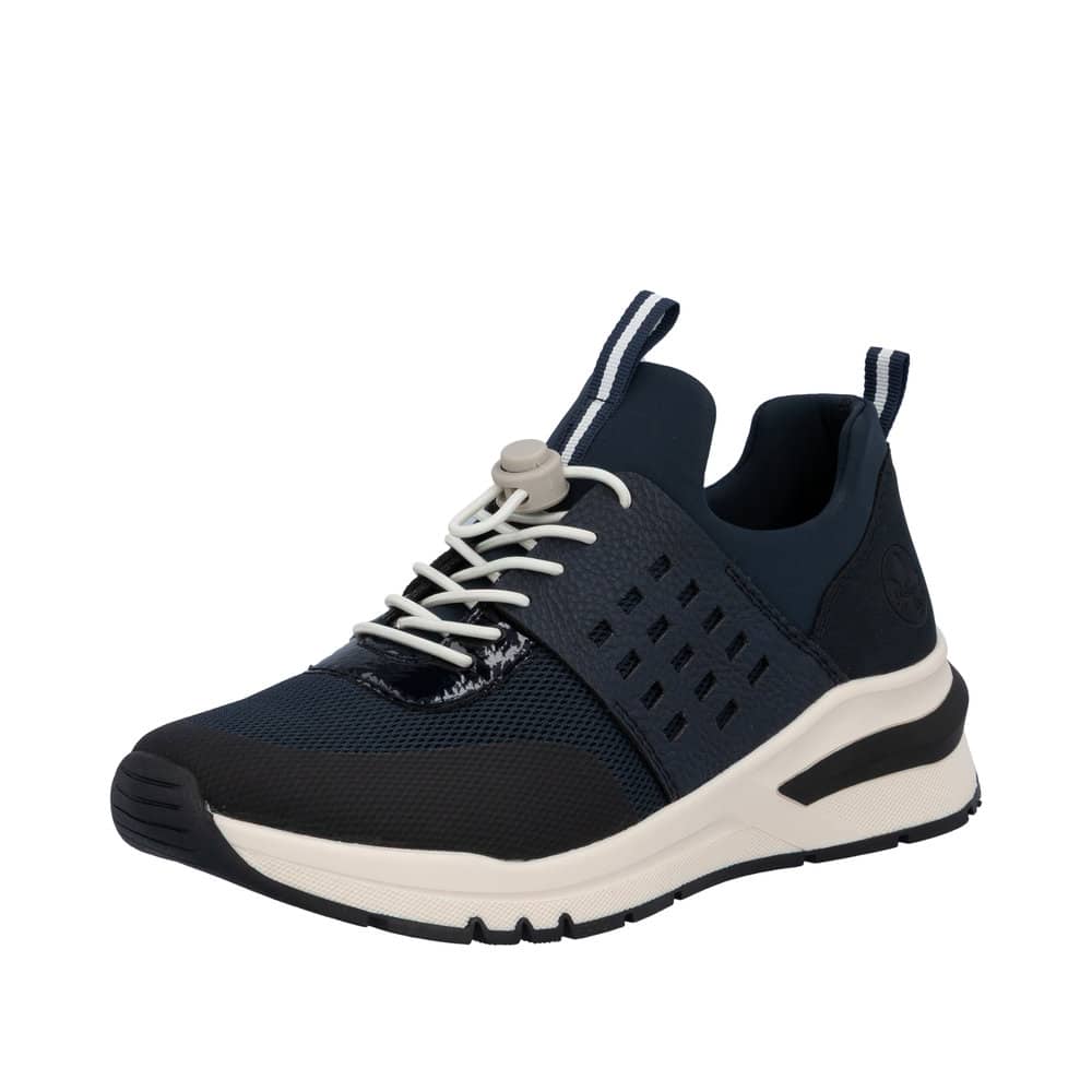 Rieker sneakers til dame i blå med ekstra bredde H og udtagelig sål samt elastik lukning