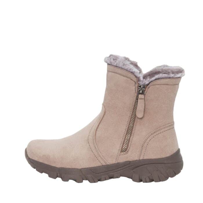 Duffy Ferla Tre vinterstøvle til dame i beige med lynlås og varm foring samt chunky sål