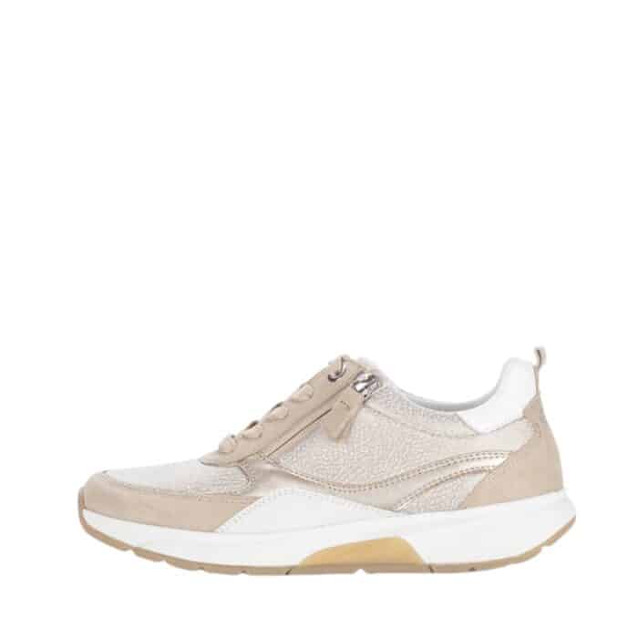 Gabor Rollingsoft sneakers til dame i rosa med guld- og skinddetaljer samt funktionel lynlås og udtagelig indersål