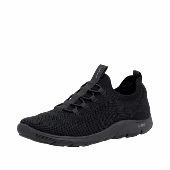 Remonte sneakers til dame i sort med udtagelig sål og elastik foran
