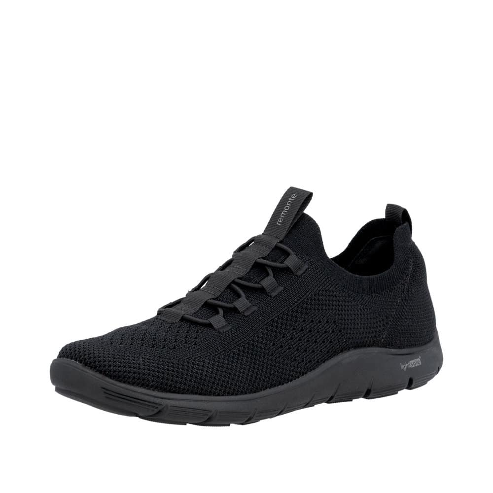 Remonte sneakers til dame i sort med udtagelig sål og elastik foran