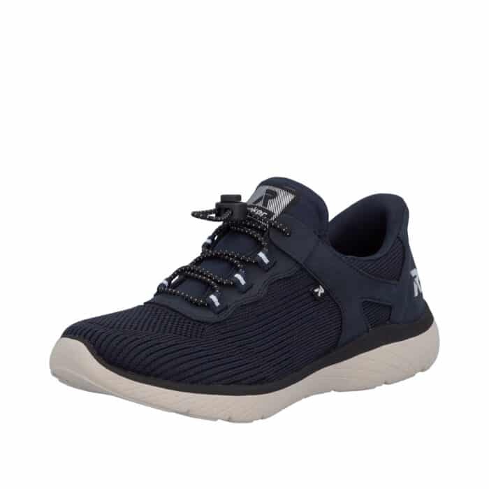 Rieker Ready 2 Go sneakers til dame i blå med fast hælkappe samt justerbar elastik og memosoft sål