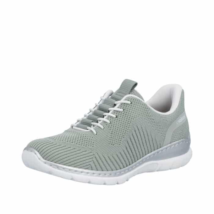 Rieker Ready 2 Go sneakers til dame i grøn med elastik foran samt en fast hælkappe