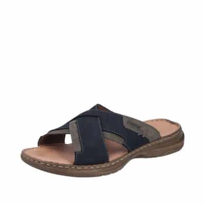 Rieker sandal til herre i blå med krydsrem og ekstravidde samt Antistress sål med stødabsorbering