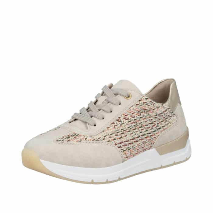 Rieker sneakers til dame i beige med udtagelig sål og snørebånd samt Rieker Antistress