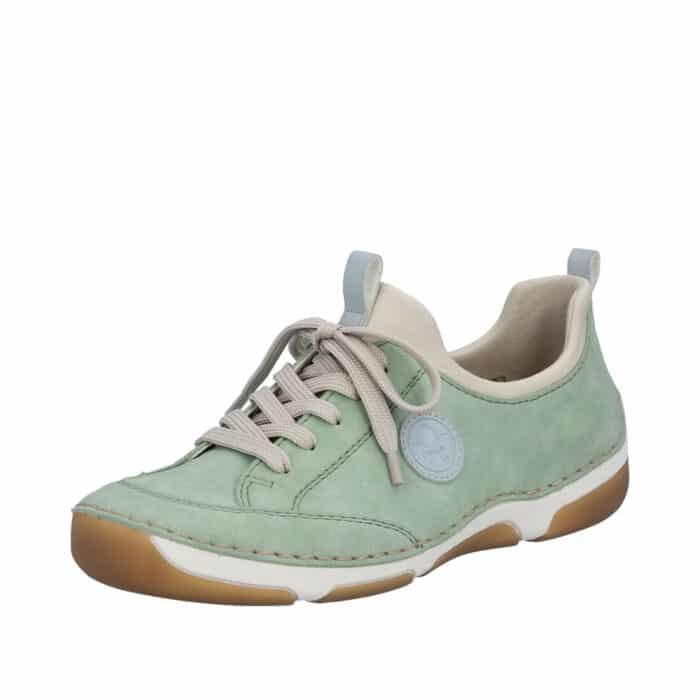 Rieker sneakers til dame i grøn med snørebånd og skindsål samt stødabsorbering