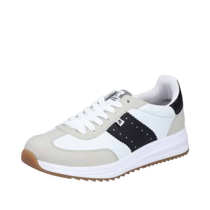 Rieker sneakers til dame i hvid med udtagelig sål og ekstra bredde H samt snørebånd