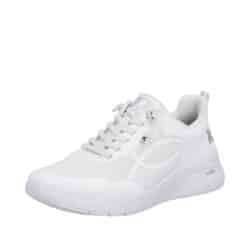 Rieker sneakers til dame i hvid med snørebånd og udtagelig Rieker-Soft sål samt Rieker-Light+ ydersål med stødabsorbering