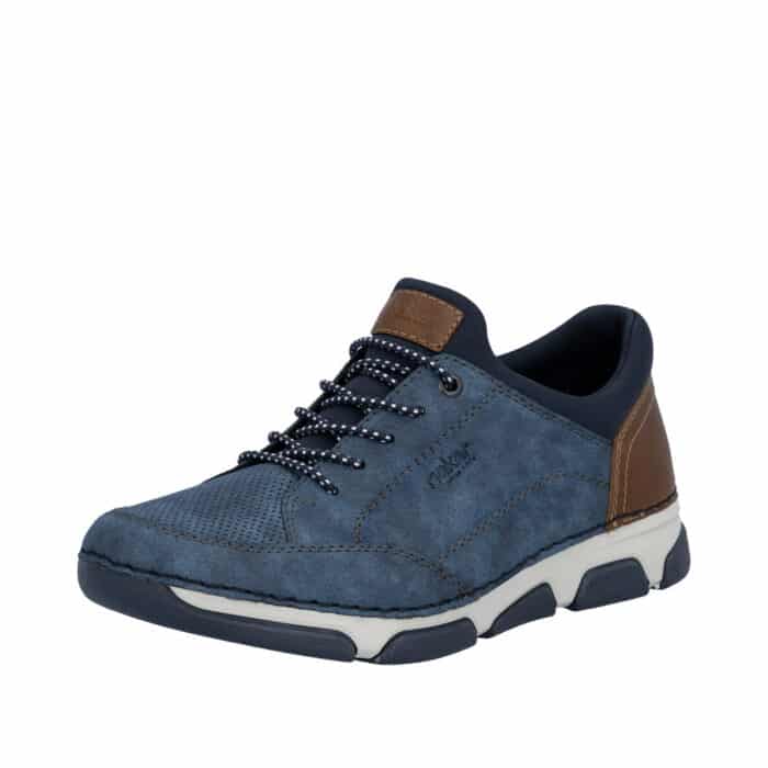 Rieker sneakers til herre i blå med udtagelig sål og ekstra bredde (H) samt elastik
