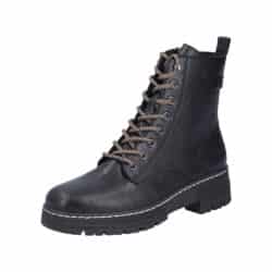 Rieker støvle til dame i sort med let foring og udtagelig sål samt blokhæl og funktionel lynlås