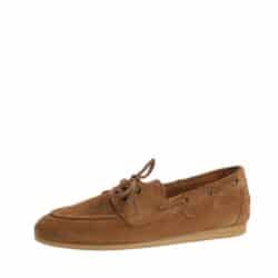 Tamaris sejlersko til dame i brunt ruskind med snøredetaljer og snørebånd samt Touch-It skindsål