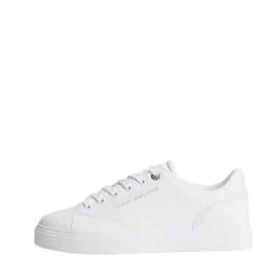 Tommy Hilfiger Feminine Cupsole sneakers til dame i hvidt glatskind med snørebånd og udtagelig indersål