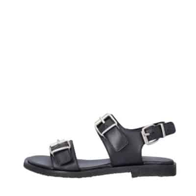 Billi Bi sandal til dame i sort læder med justerbare spænder og rågummisål