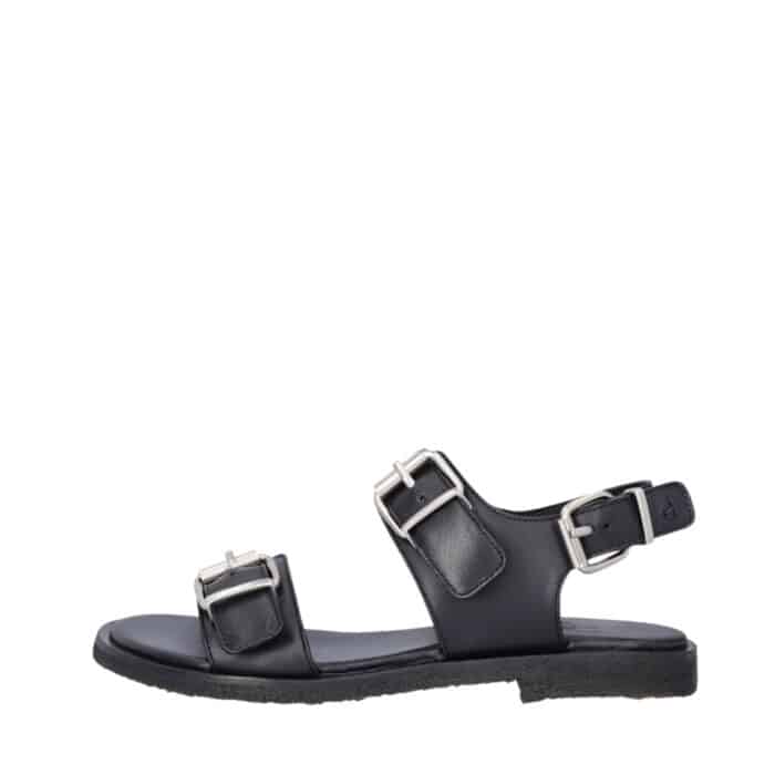 Billi Bi sandal til dame i sort læder med justerbare spænder og rågummisål