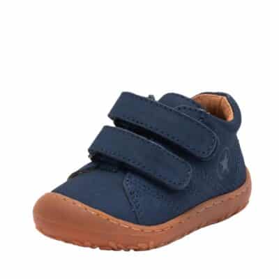 Bisgaard Barefoot Hale V sko til børn i mørkeblå med skindoverdel samt udtagelig sål og velcro