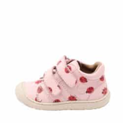 Bisgaard Hale V sko til børn i i lyserød med skindoverdel og velcro samt udtagelig skindsål