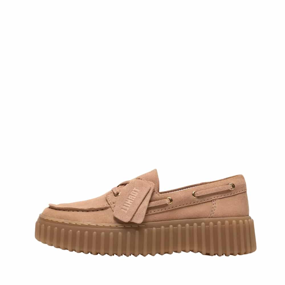 Clarks Torhill Boat sejlersko til dame i beige med ruskindsoverdel og udtagelig sål samt chunky ydersål