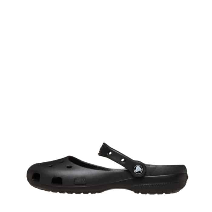 Crocs ballerinasko til dame i sort med praktisk rem og huller der giver øget åndbarhed