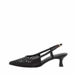 Duffy Lavello Quattro Pumps til dame i sort med stilethæl på 5 cm samt fletoverdel og slingback