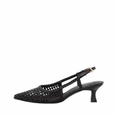 Duffy Lavello Quattro Pumps til dame i sort med stilethæl på 5 cm samt fletoverdel og slingback