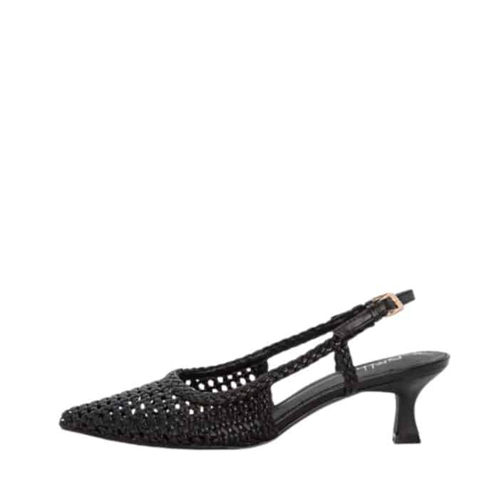 Duffy Lavello Quattro Pumps til dame i sort med stilethæl på 5 cm samt fletoverdel og slingback