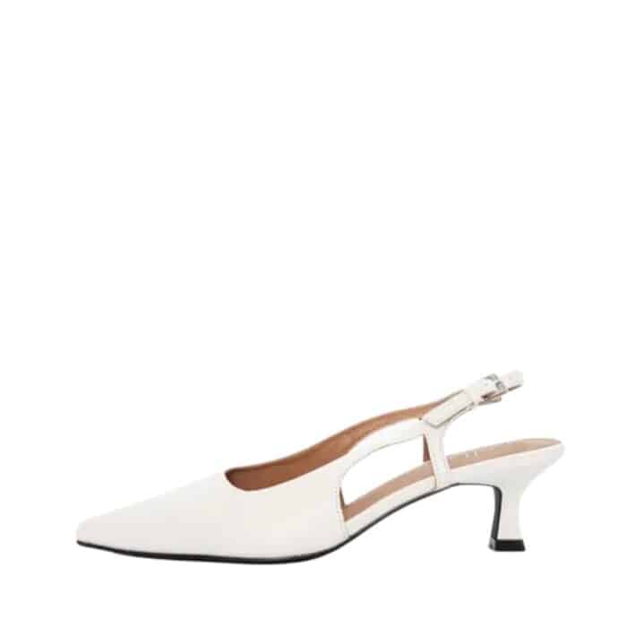 Duffy Lavello Uno pumps til dame i hvid med slingback hælrem og en hæl på 5,5 cm