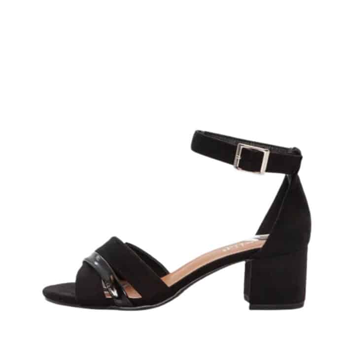 Duffy Rivello Diciannove sandal til dame i sort med en blokhæl på 5,5 cm samt justerbar spænde