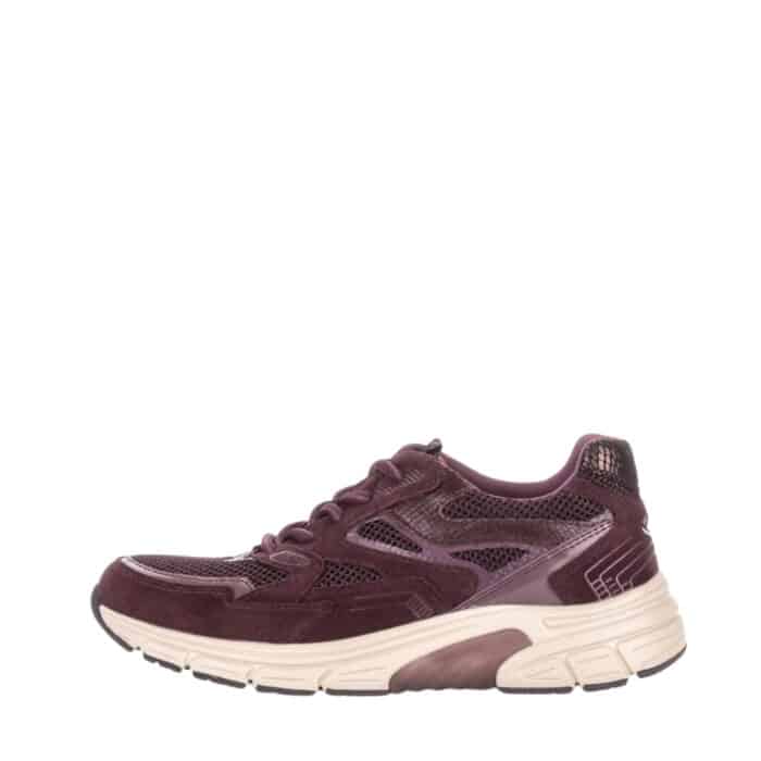 Gabor Rollingsoft sneakers til dame i bordeaux med skindoverdel og øget svangstøtte samt udtagelig sål