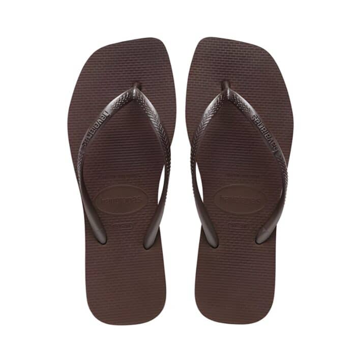 Havaianas Simsquare klipklapper til dame i brun med gummi-sål og tå-rem samt firkantet snude