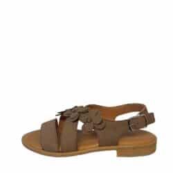 Relaxshoe sandal til dame i brun med blomsterdetaljer og overdel i skind.