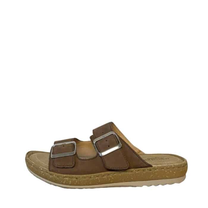 Relaxshoe sandal i brun til dame med skinoverdel og behagelig sål.