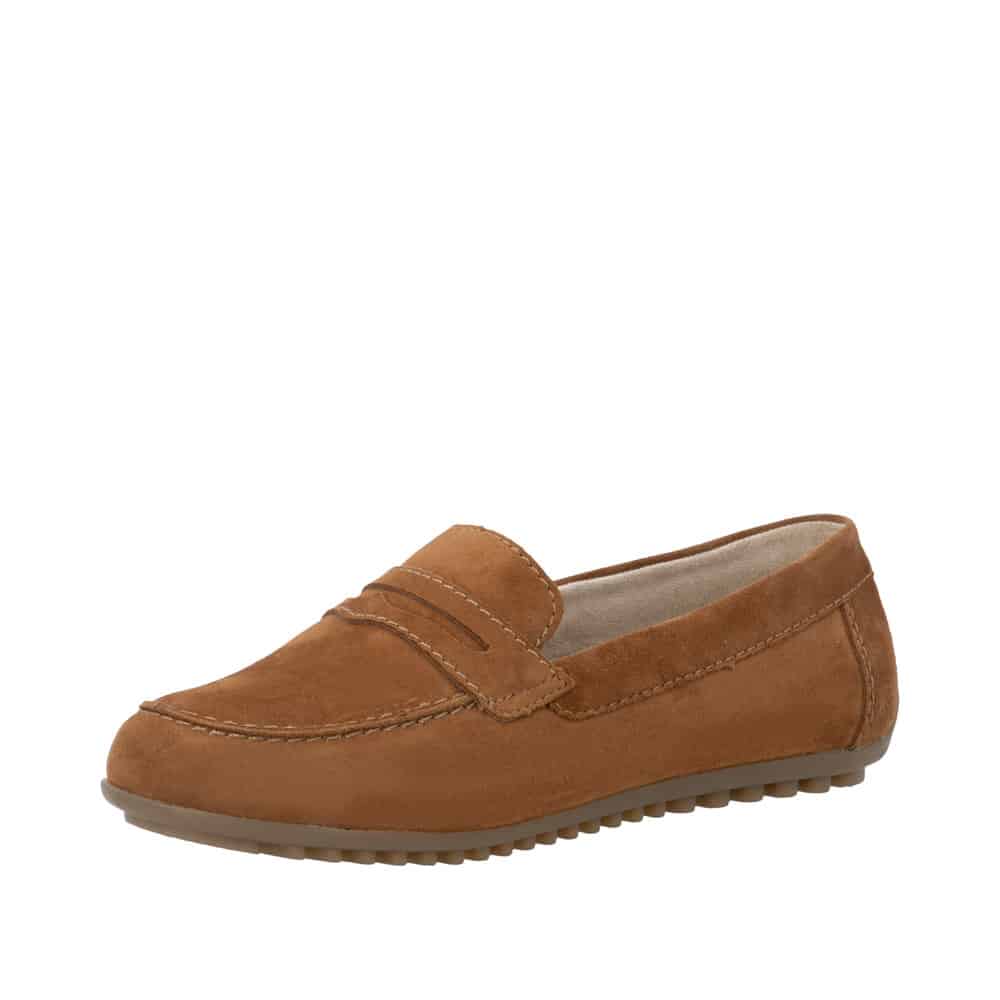 Remonte loafers til dame i brun med ruskindsoverdel og skindsål samt udtagelig sål