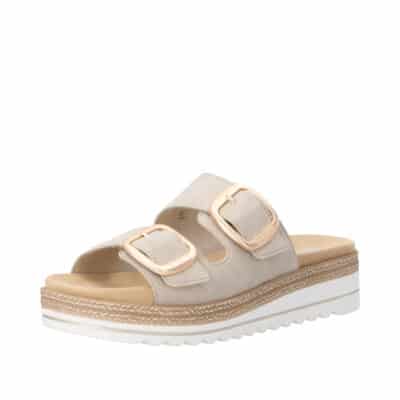 Remonte sandal til dame i beige med velcroremme og stødabsorbering.